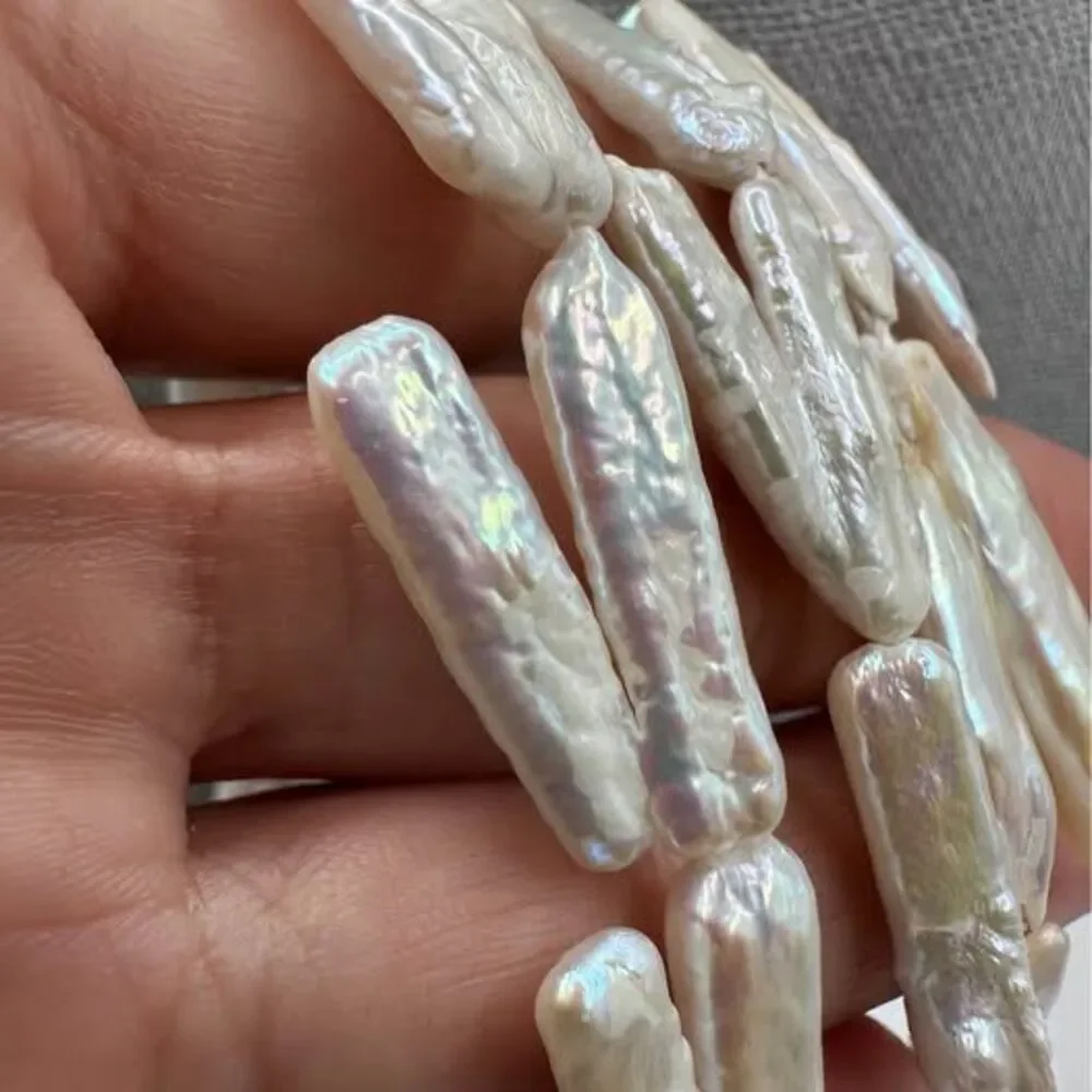 2.5 Strands White Baroque Freshwater Pearls – 16” Long for DIY